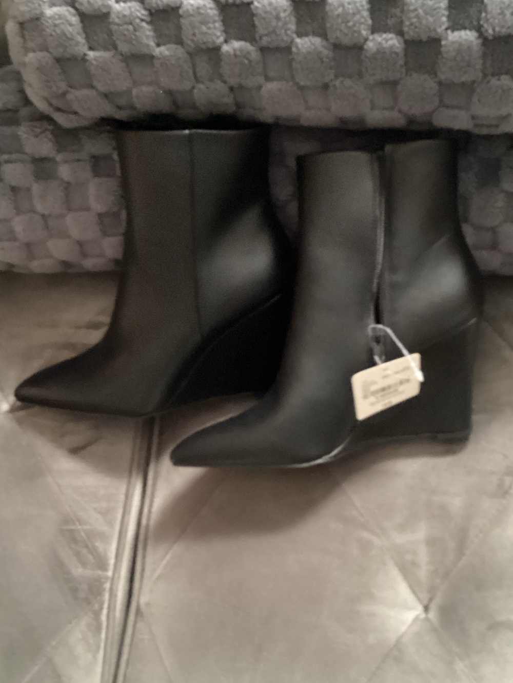 Worthington Black Pointed Wedge Ankle Boots